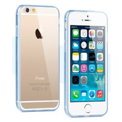 Apple iPhone 6 Plus 5.5 Crystal Clear Gummy Hybrid Case (Blue)